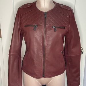 Bagatelle Collarless Leather Jacket